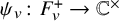 psi Subscript v Baseline colon upper F Subscript v Superscript plus Baseline right arrow double struck upper C Superscript times