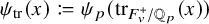 psi Subscript trace Baseline left parenthesis x right parenthesis colon equals q psi Subscript p Baseline left parenthesis trace Subscript upper F Sub Subscript v Sub Superscript plus Subscript divided by double struck upper Q Sub Subscript p Subscript Baseline left parenthesis x right parenthesis right parenthesis