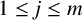 1 less than or equals j less than or equals m