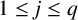 1 less than or equals j less than or equals q