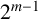 2 Superscript m minus 1