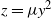 z equals mu y squared