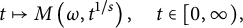 t right arrow from bar upper M left parenthesis omega comma t Superscript 1 divided by s Baseline right parenthesis comma t element of left bracket 0 comma infinity right parenthesis comma