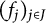 left parenthesis f Subscript j Baseline right parenthesis Subscript j element of upper J
