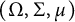 left parenthesis normal upper Omega comma normal upper Sigma comma mu right parenthesis