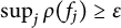 sup Underscript j Endscripts rho left parenthesis f Subscript j Baseline right parenthesis greater than or equals epsilon