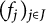 left parenthesis f Subscript j Baseline right parenthesis Subscript j element of upper J