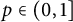 p element of left parenthesis 0 comma 1 right bracket