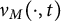 nu Subscript upper M Baseline left parenthesis dot comma t right parenthesis