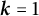 bold italic k equals 1