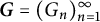 bold italic upper G equals left parenthesis upper G Subscript n Baseline right parenthesis Subscript n equals 1 Superscript infinity