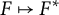 upper F right arrow from bar upper F Superscript asterisk