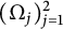 left parenthesis normal upper Omega Subscript j Baseline right parenthesis Subscript j equals 1 Superscript 2