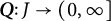 bold italic upper Q colon upper J right arrow left parenthesis 0 comma infinity right bracket
