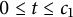 0 less than or equals t less than or equals c 1