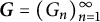 bold italic upper G equals left parenthesis upper G Subscript n Baseline right parenthesis Subscript n equals 1 Superscript infinity