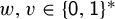 w comma v element of left brace sans serif 0 sans serif comma sans serif 1 right brace Superscript asterisk