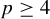 p greater than or equals 4