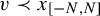 v precedes x Subscript left bracket negative upper N comma upper N right bracket