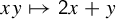 x y right arrow from bar sans serif 2 x plus y