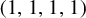 left parenthesis 1 comma 1 comma 1 comma 1 right parenthesis