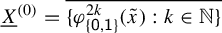 upper X underbar Superscript left parenthesis 0 right parenthesis Baseline equals ModifyingAbove StartSet phi Subscript StartSet sans serif 0 sans serif comma sans serif 1 EndSet Superscript 2 k Baseline left parenthesis x overtilde right parenthesis colon k element of double struck upper N EndSet With quotation dash