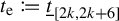 t Subscript normal e Baseline colon equals q t underbar Subscript left bracket 2 k comma 2 k plus 6 right bracket