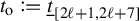 t Subscript normal o Baseline colon equals q t underbar Subscript left bracket 2 script l plus 1 comma 2 script l plus 7 right bracket