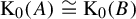 normal upper K 0 left parenthesis upper A right parenthesis approximately equals normal upper K 0 left parenthesis upper B right parenthesis