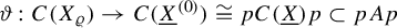 theta colon upper C left parenthesis upper X Subscript rho Baseline right parenthesis right arrow upper C left parenthesis upper X underbar Superscript left parenthesis 0 right parenthesis Baseline right parenthesis approximately equals p upper C left parenthesis upper X underbar right parenthesis p subset of p upper A p