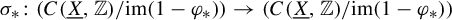 sigma Subscript asterisk Baseline colon left parenthesis upper C left parenthesis upper X underbar comma double struck upper Z right parenthesis divided by im left parenthesis 1 minus phi Subscript asterisk Baseline right parenthesis right parenthesis right arrow left parenthesis upper C left parenthesis upper X underbar comma double struck upper Z right parenthesis divided by im left parenthesis 1 minus phi Subscript asterisk Baseline right parenthesis right parenthesis