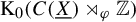 normal upper K 0 left parenthesis upper C left parenthesis upper X underbar right parenthesis right normal factor semidirect product Subscript phi Baseline double struck upper Z right parenthesis