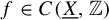 f element of upper C left parenthesis upper X underbar comma double struck upper Z right parenthesis