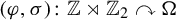 left parenthesis phi comma sigma right parenthesis colon double struck upper Z right normal factor semidirect product double struck upper Z 2 clockwise top semicircle arrow normal upper Omega