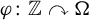 phi colon double struck upper Z clockwise top semicircle arrow normal upper Omega