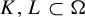 upper K comma upper L subset of normal upper Omega