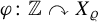 phi colon double struck upper Z clockwise top semicircle arrow upper X Subscript rho Baseline