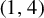 left parenthesis 1 comma 4 right parenthesis