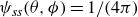 psi Subscript italic ss Baseline left parenthesis theta comma phi right parenthesis equals 1 divided by left parenthesis 4 pi right parenthesis