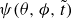 psi left parenthesis theta comma phi comma t overtilde right parenthesis