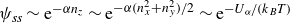 psi Subscript italic ss Baseline tilde normal e Superscript minus alpha n Super Subscript z Baseline tilde normal e Superscript minus alpha left parenthesis n Super Subscript x Super Superscript 2 Superscript plus n Super Subscript y Super Superscript 2 Superscript right parenthesis divided by 2 Baseline tilde normal e Superscript minus upper U Super Subscript alpha divided by left parenthesis k Super Subscript upper B Superscript upper T right parenthesis