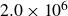 2.0 times 10 Superscript 6