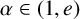 alpha element of left parenthesis 1 comma e right parenthesis