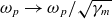 omega Subscript p Baseline right arrow omega Subscript p Baseline divided by StartRoot gamma Subscript m Baseline EndRoot