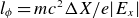 l Subscript phi Baseline equals m c squared normal upper Delta upper X divided by e StartAbsoluteValue upper E Subscript x Baseline EndAbsoluteValue