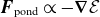 bold italic upper F Subscript normal p normal o normal n normal d Baseline proportional to minus bold nabla script upper E