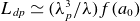 upper L Subscript d p Baseline asymptotically equals left parenthesis lamda Subscript p Superscript 3 Baseline divided by lamda right parenthesis f left parenthesis a 0 right parenthesis