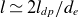 l asymptotically equals 2 l Subscript d p Baseline divided by d Subscript e