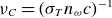 nu Subscript upper C Baseline equals left parenthesis sigma Subscript upper T Baseline n Subscript omega Baseline c right parenthesis Superscript negative 1