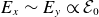 upper E Subscript x Baseline tilde upper E Subscript y Baseline proportional to script upper E 0